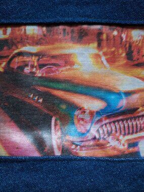 NEW Handmade Zipper Pouch with Vintage Car Print Sharon Dawn Rockabilly Purse